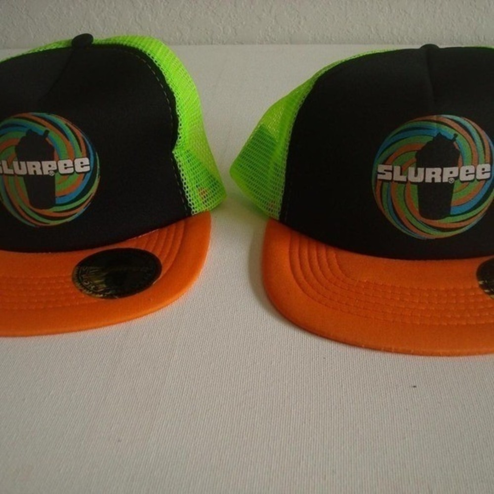 2-HAT LOT BUNDLE SLURPEE 7/11 SNAPBACK HAT‎ CAP VINTAGE 00S Y2K M3